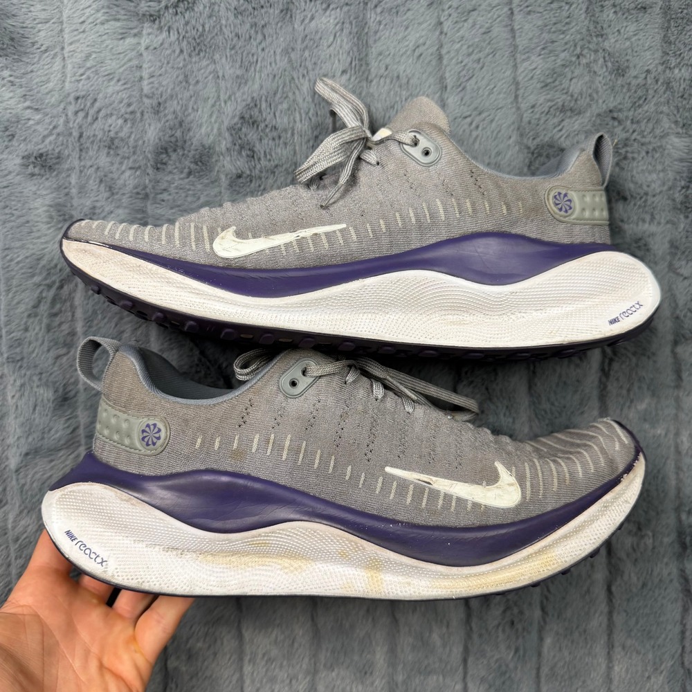 Nike InfinityRN 4 Grey Purple Running Shoes FJ1221-010 Mens 11.5 ReactX Flyknit
